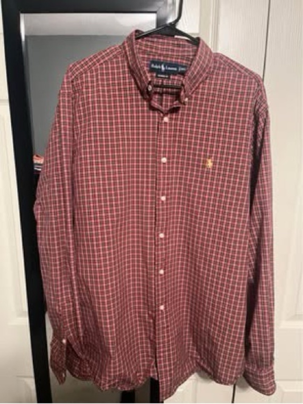 Ralph Lauren Red and White Plaid Casual Button-Down Shirt - Picture 6 of 8